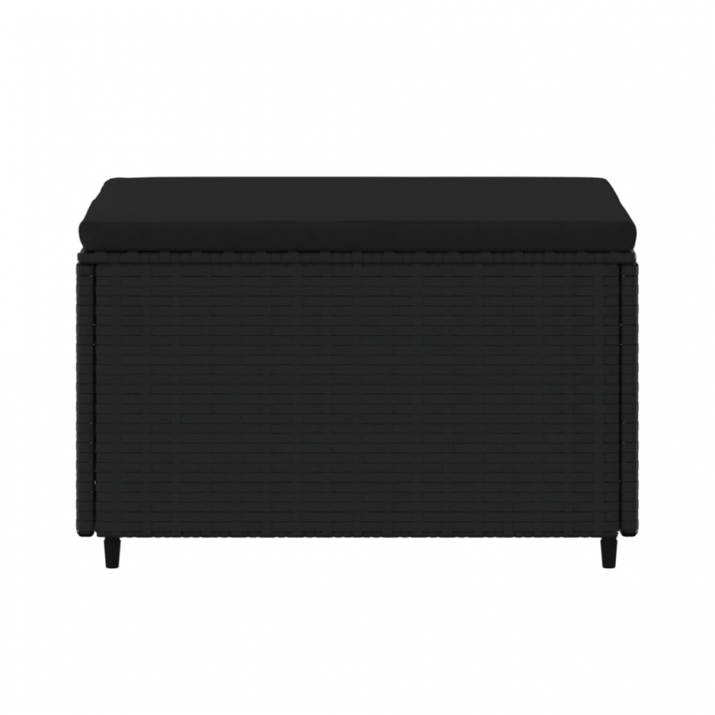 Gartenhocker mit Kissen Schwarz Poly Rattan