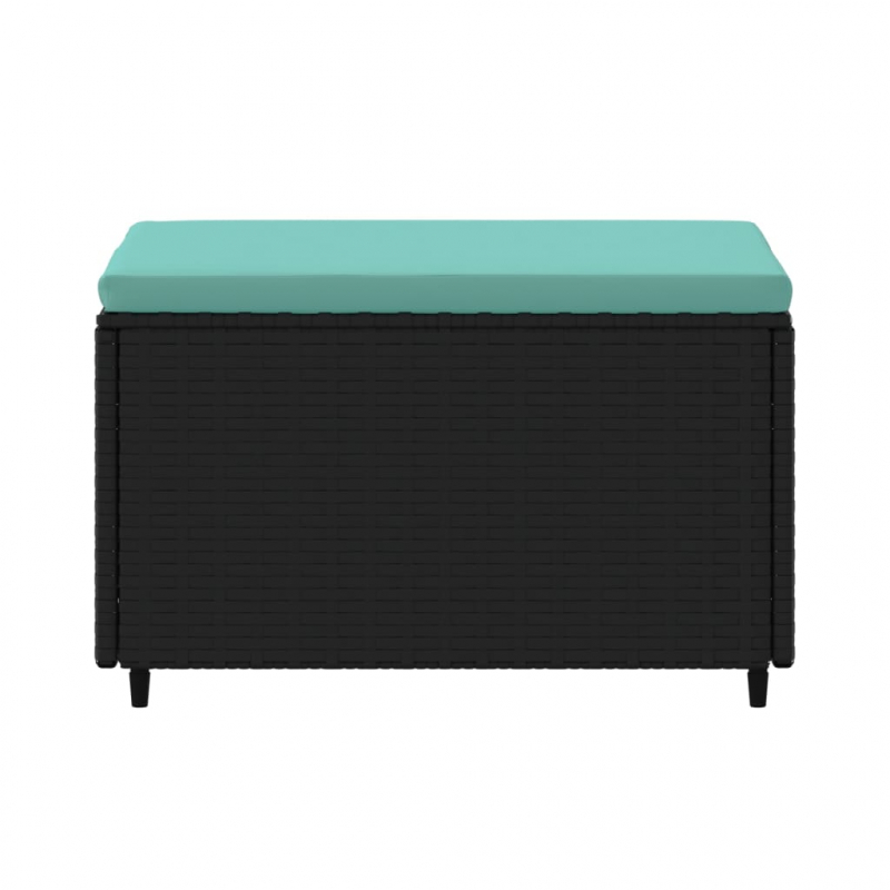 Gartenhocker mit Kissen Schwarz Poly Rattan