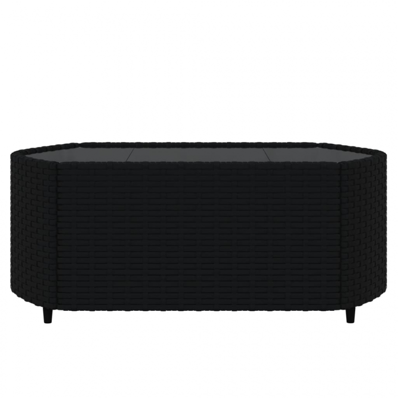 3-tlg. Garten-Lounge-Set mit Kissen Schwarz Poly Rattan