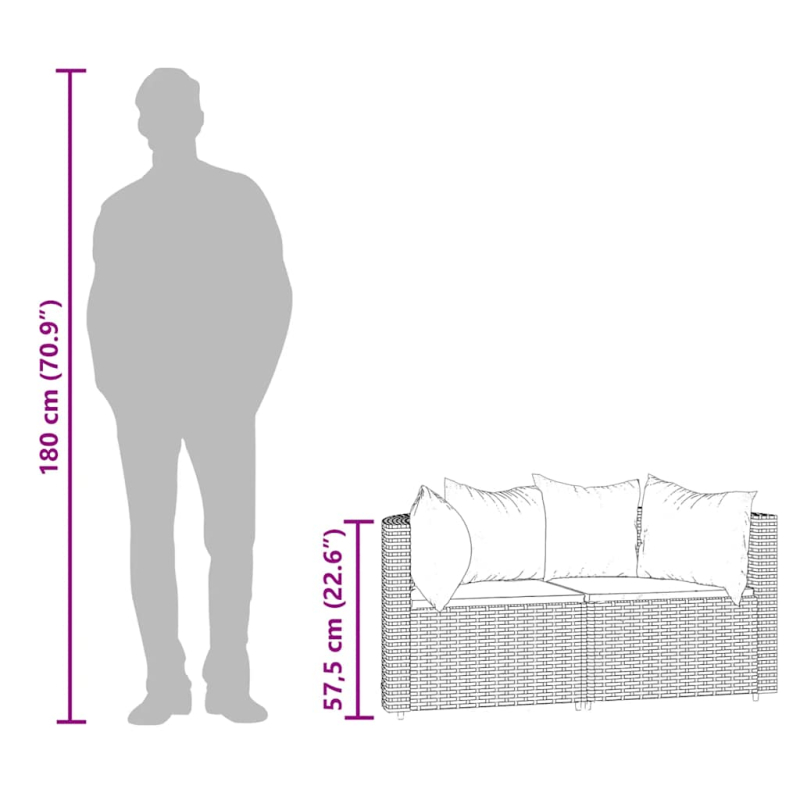 Garten-Ecksofas mit Kissen 2 Stk. Braun Poly Rattan