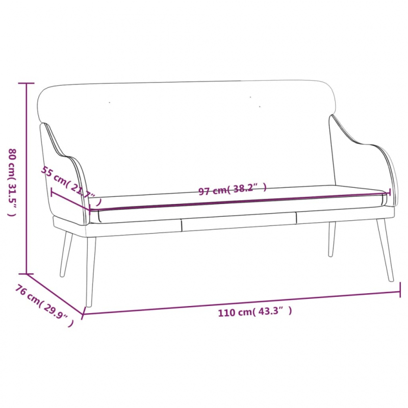 Sitzbank Schwarz 110x76x80 cm Kunstleder