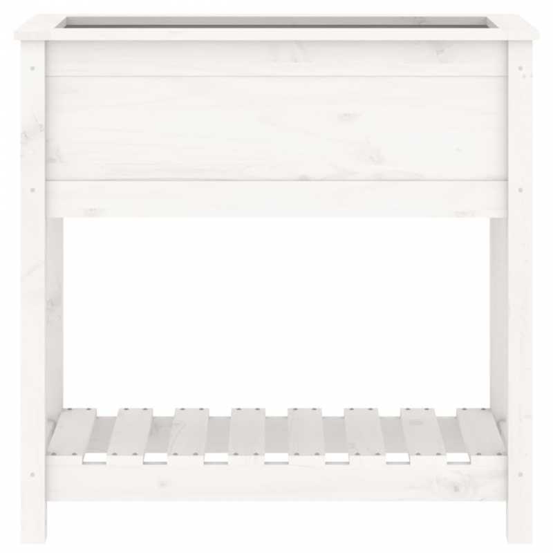 Pflanzkübel mit Ablage Weiß 82,5x34,5x81 cm Massivholz Kiefer