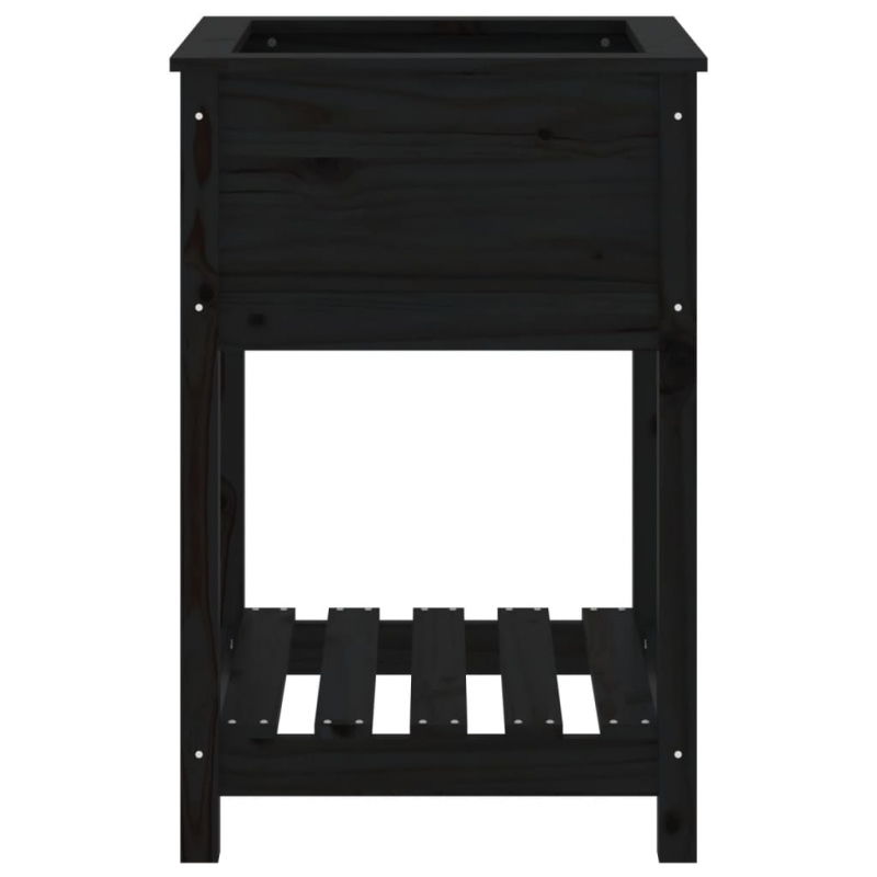 Pflanzkübel mit Ablage Schwarz 54x54x81 cm Massivholz Kiefer