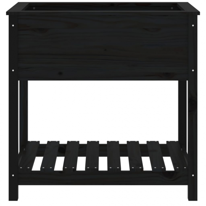 Pflanzkübel mit Ablage Schwarz 82,5x54x81 cm Massivholz Kiefer