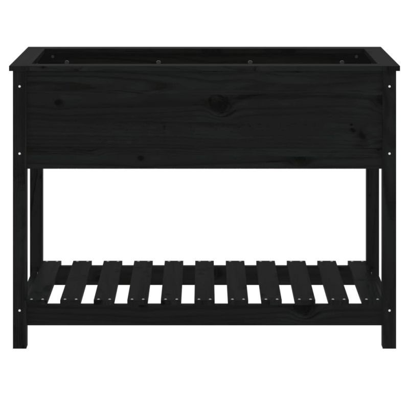 Pflanzkübel mit Ablage Schwarz 111,5x54x81 cm Massivholz Kiefer