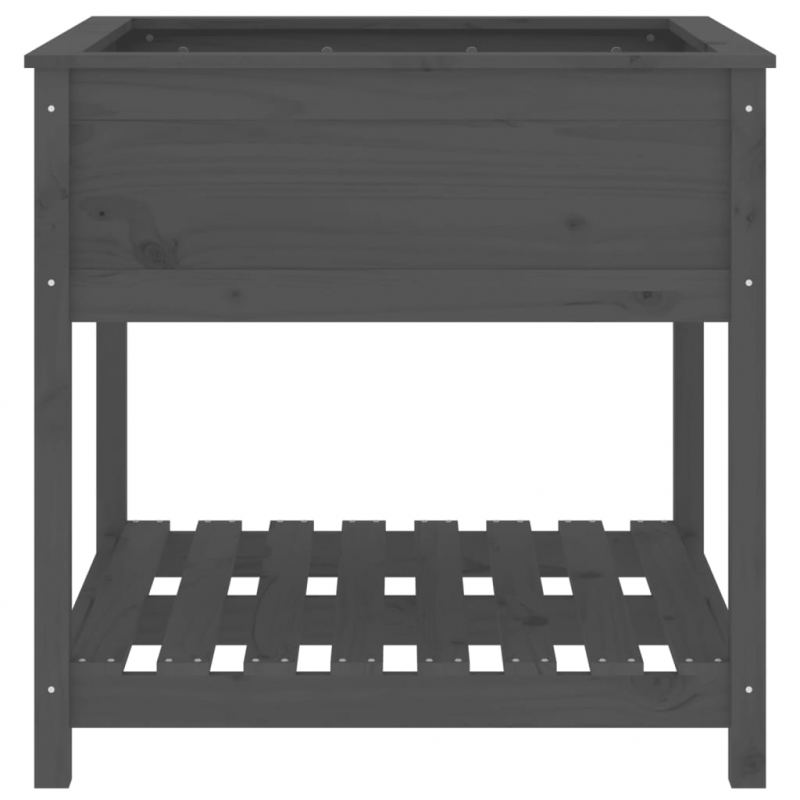 Pflanzkübel mit Ablage Grau 82,5x82,5x81 cm Massivholz Kiefer