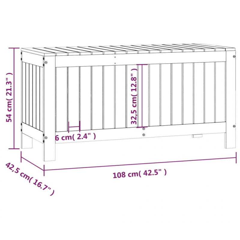 Gartentruhe Grau 108x42,5x54 cm Massivholz Kiefer
