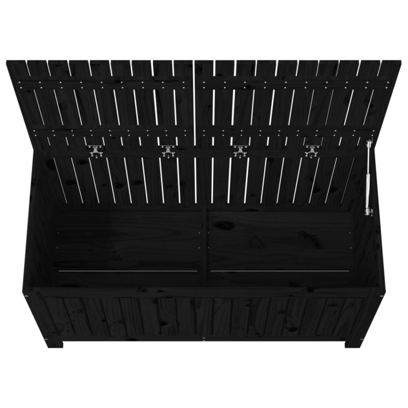 Gartentruhe Schwarz 121x55x64 cm Massivholz Kiefer