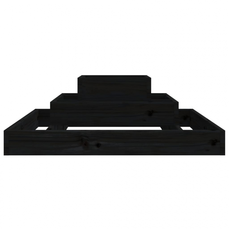 Pflanzkübel Schwarz 80x80x27 cm Massivholz Kiefer