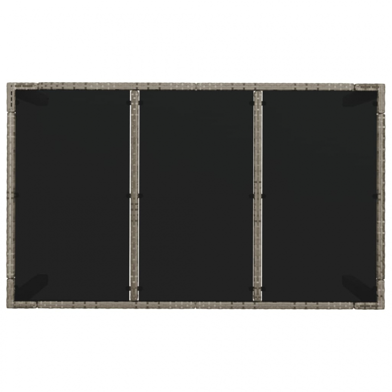Gartentisch mit Glasplatte Grau 150x90x75 cm Poly Rattan