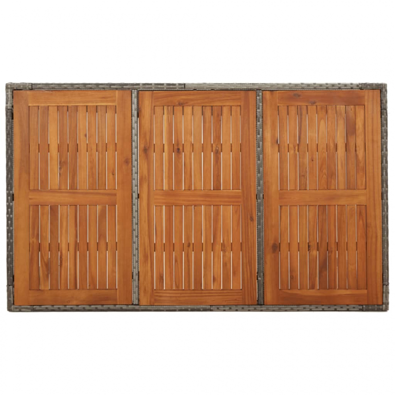 Gartentisch mit Holzplatte Grau 150x90x75 cm Poly Rattan