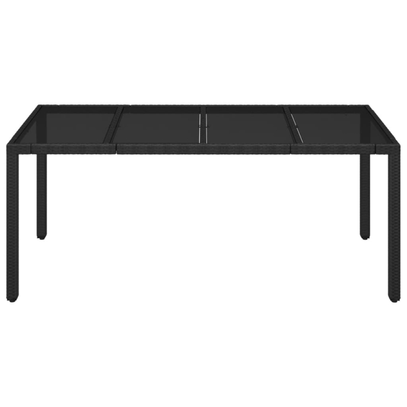 Gartentisch mit Glasplatte Schwarz 190x90x75 cm Poly Rattan