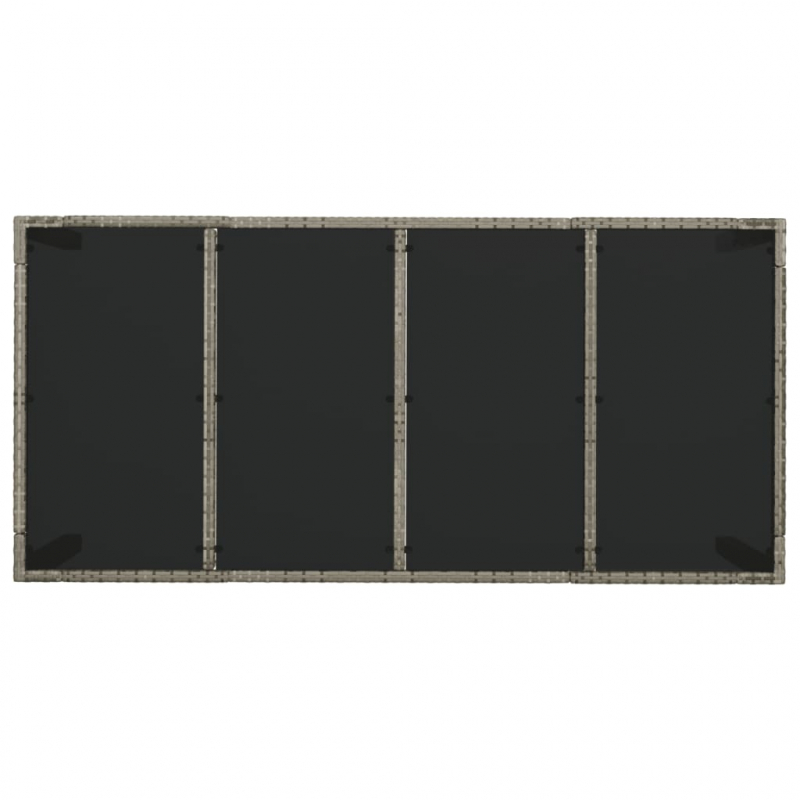 Gartentisch mit Glasplatte Grau 190x90x75 cm Poly Rattan