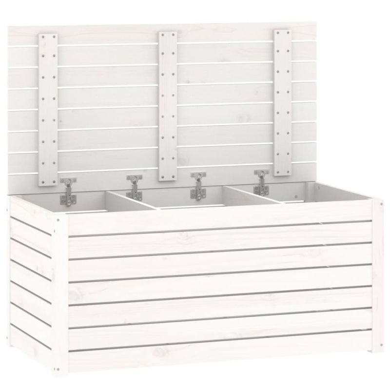 Gartenbox Weiß 101x50,5x46,5 cm Massivholz Kiefer