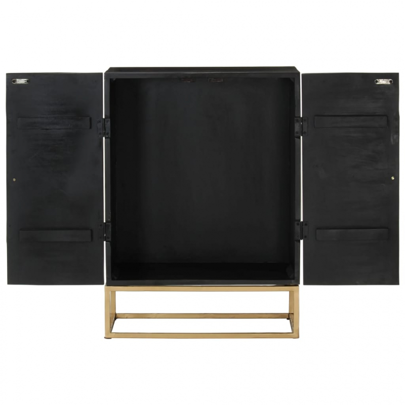 Sideboard Schwarz 55x34x75 cm Massivholz Mango und Eisen