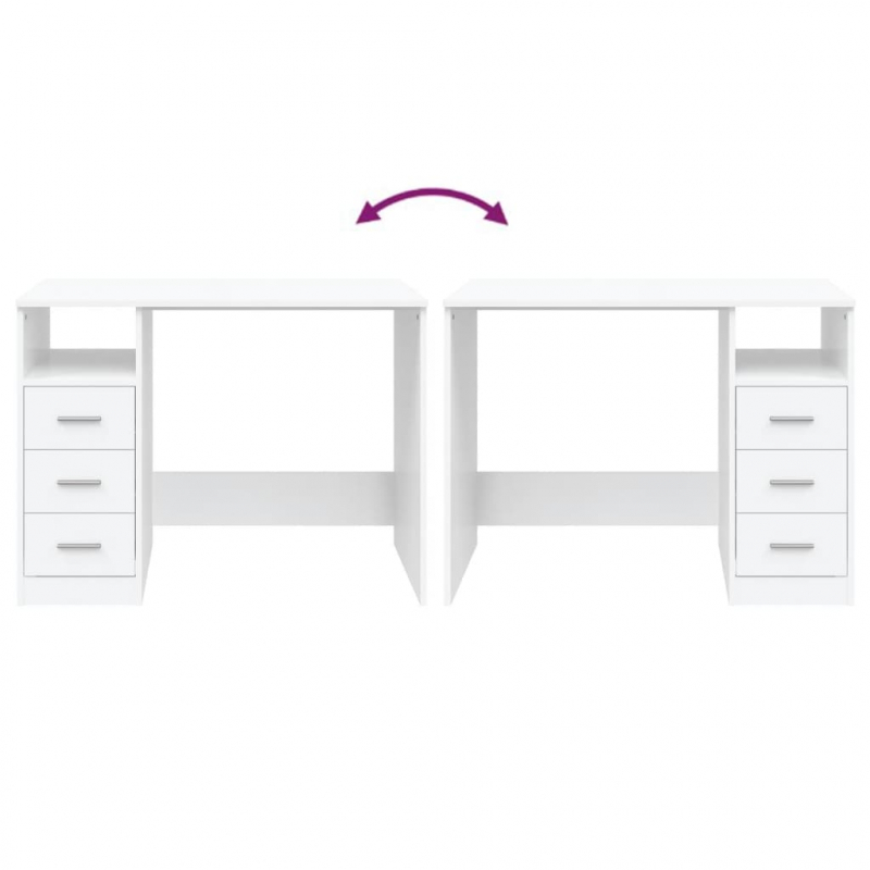 Schreibtisch mit Schubladen Weiß 102x50x76 cm Holzwerkstoff