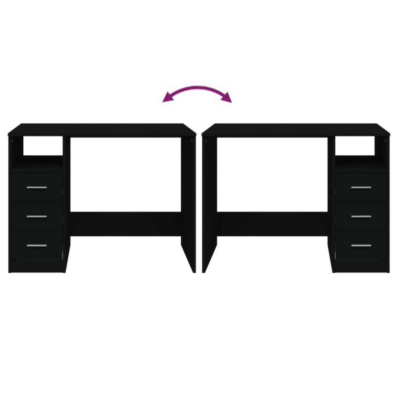 Schreibtisch mit Schubladen Schwarz 102x50x76 cm Holzwerkstoff