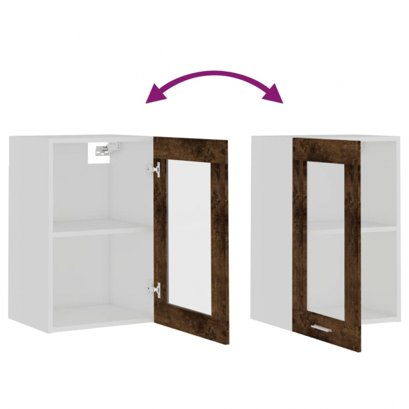 Hängeschrank Lyon Glas Räuchereiche 40x31x60 cm Holzwerkstoff