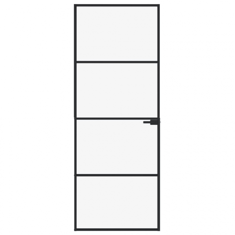 Innentür Schwarz 76x201,5 cm Hartglas & Aluminium Schlank
