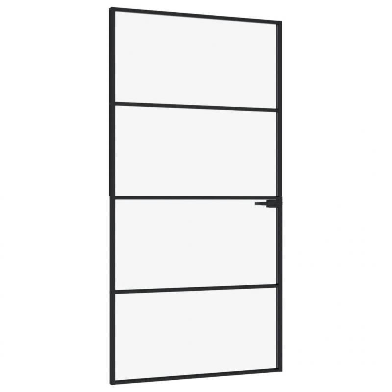 Innentür Schwarz 102x201,5 cm Hartglas & Aluminium Schlank