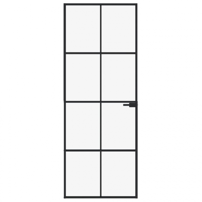 Innentür Schwarz 76x201,5 cm Hartglas & Aluminium Schlank
