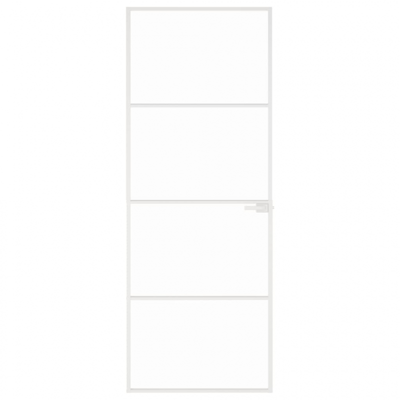 Innentür Weiß 76x201,5 cm Hartglas & Aluminium Schlank