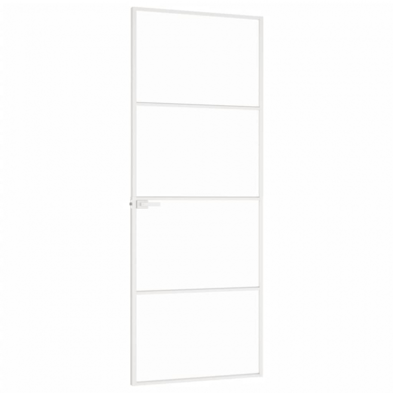 Innentür Weiß 76x201,5 cm Hartglas & Aluminium Schlank