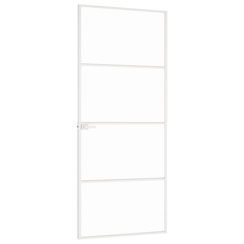 Innentür Weiß 83x201,5 cm Hartglas & Aluminium Schlank