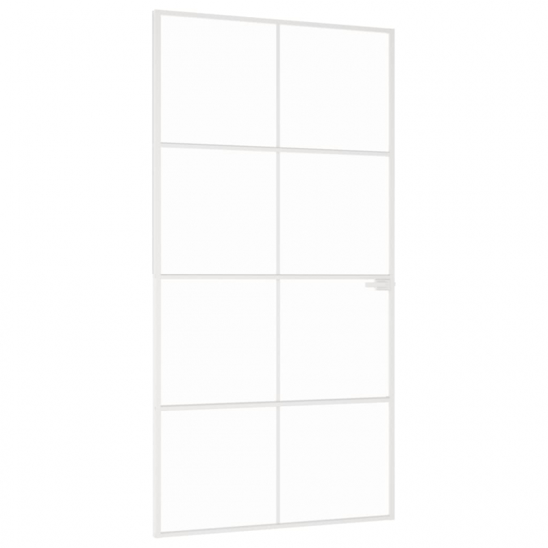 Innentür Weiß 102x201,5 cm Hartglas & Aluminium Schlank