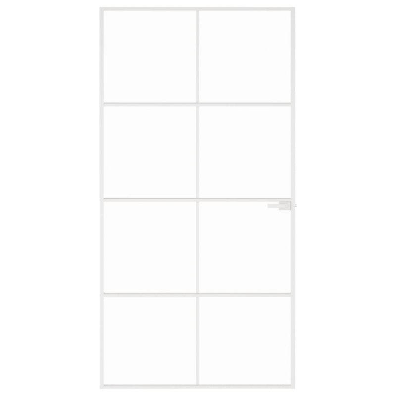 Innentür Weiß 102x201,5 cm Hartglas & Aluminium Schlank