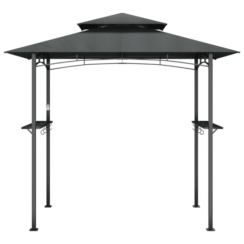Grillpavillon mit Seitenregalen Anthrazit 240x150x243 cm Stahl