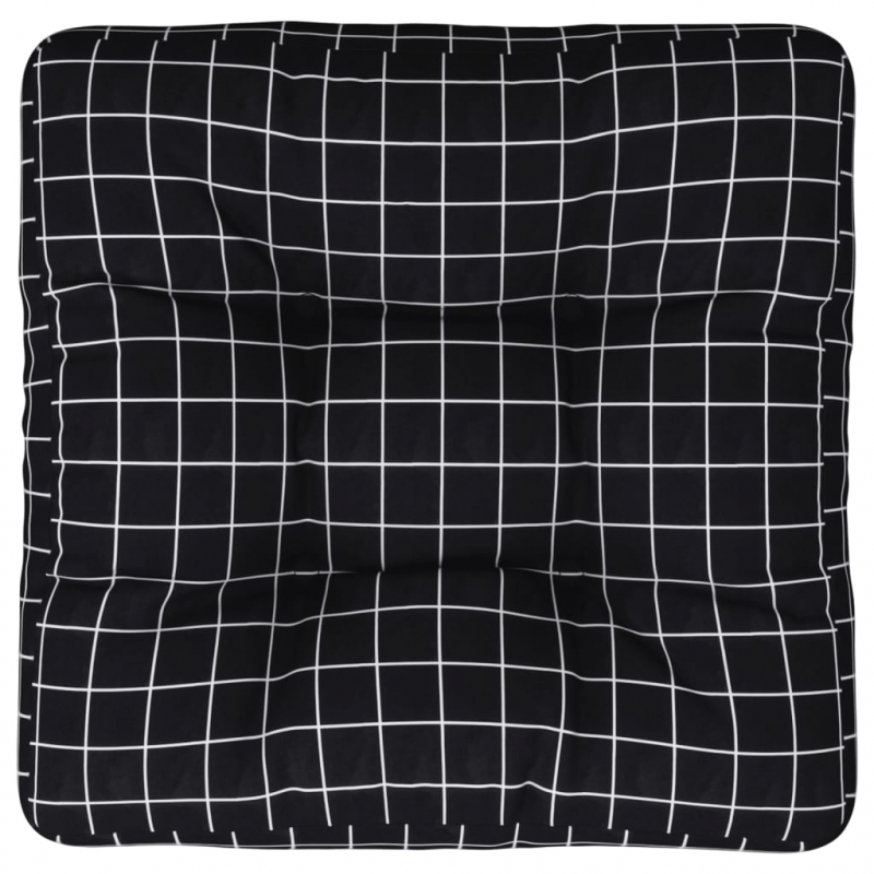 Palettenkissen Schwarz Karomuster 60x60x12 cm Stoff