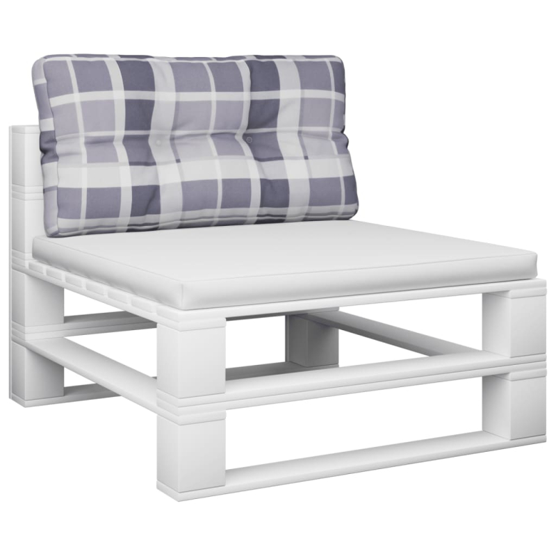 Palettenkissen Grau Karomuster 80x40x12 cm Stoff