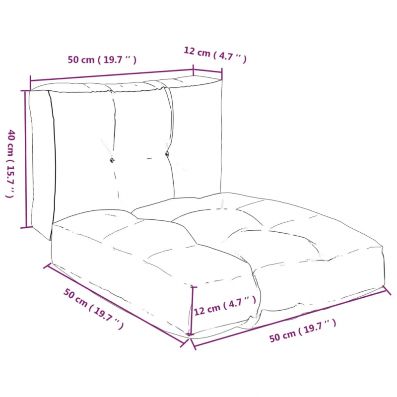 Palettenkissen 2-tlg. Schwarz Karomuster Stoff