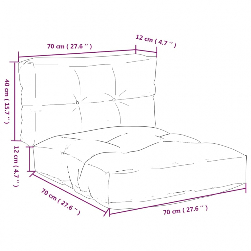 Palettenkissen 2-tlg. Rot Karomuster Stoff