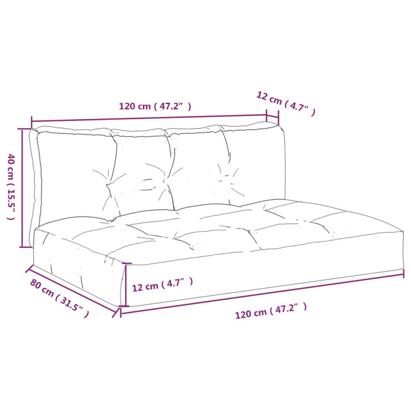 Palettenkissen 2-tlg. Türkis Stoff
