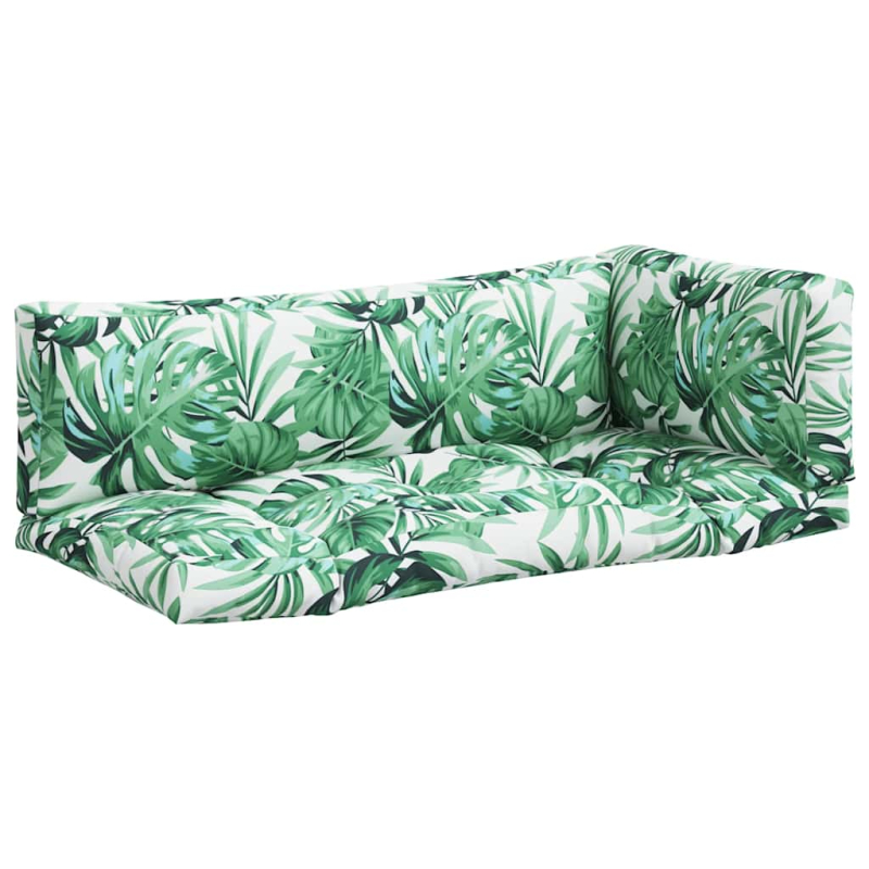 Palettenkissen 3-tlg. Blattmuster Stoff