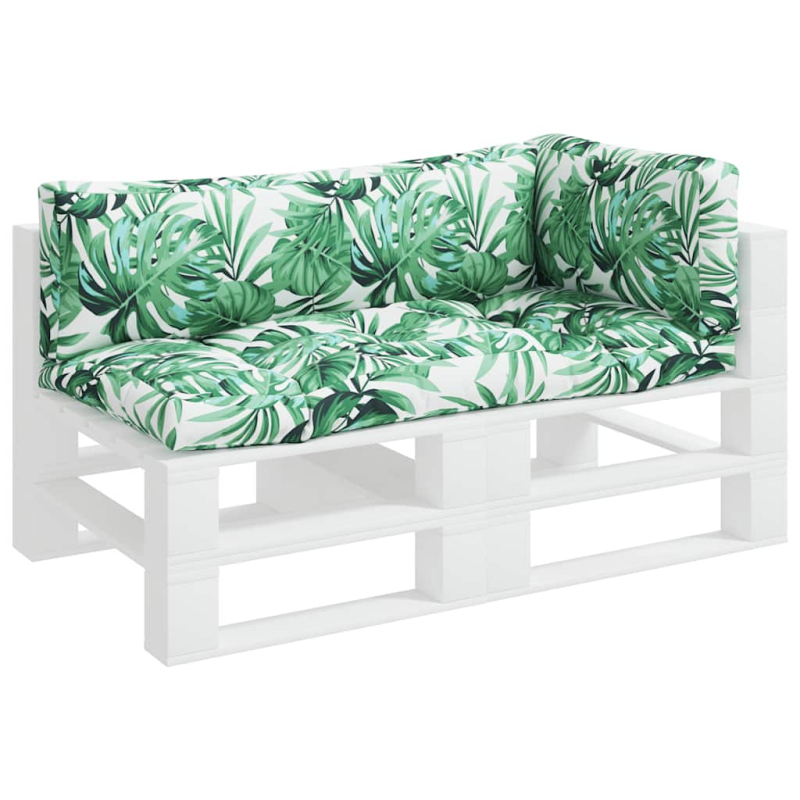 Palettenkissen 3-tlg. Blattmuster Stoff