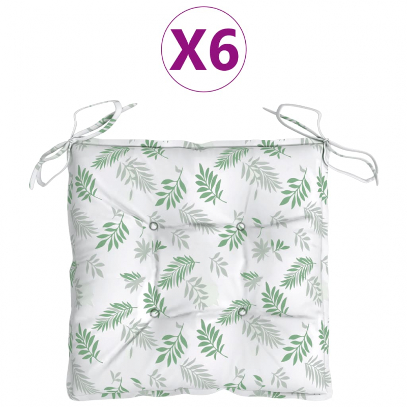 Stuhlkissen 6 Stk. Blattmuster 50x50x7 cm Oxford-Gewebe