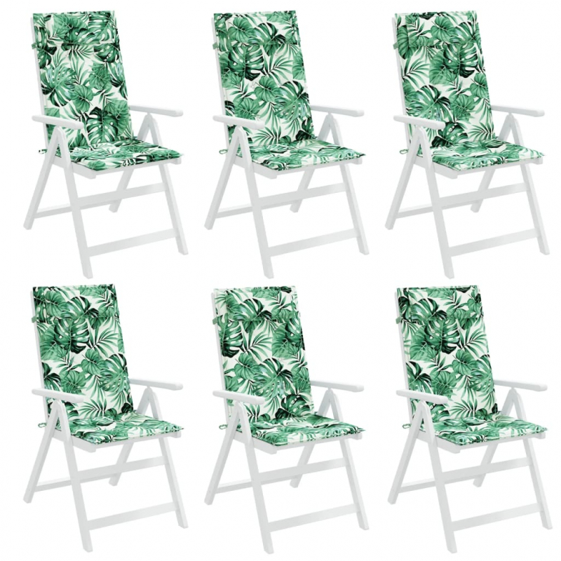 Hochlehner-Auflagen 6 Stk. Blattmuster Oxford-Gewebe