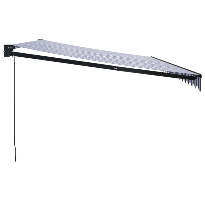 Markise Einziehbar Blau und Weiß 5x3 m Stoff und Aluminium