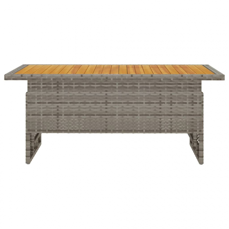 Gartentisch Grau 100x50x43/63 cm Akazienholz & Poly Rattan