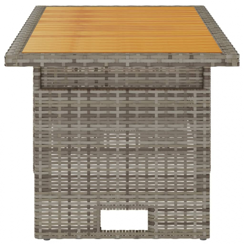 Gartentisch Grau 100x50x43/63 cm Akazienholz & Poly Rattan