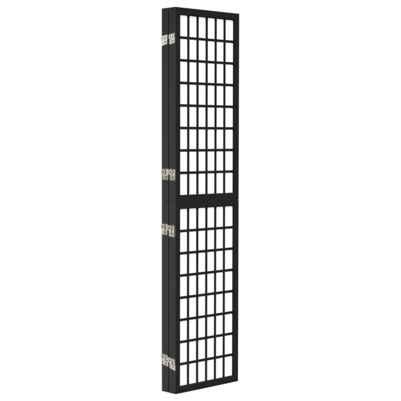 4-tlg. Paravent Japanischer Stil Faltbar 160x170 cm Schwarz
