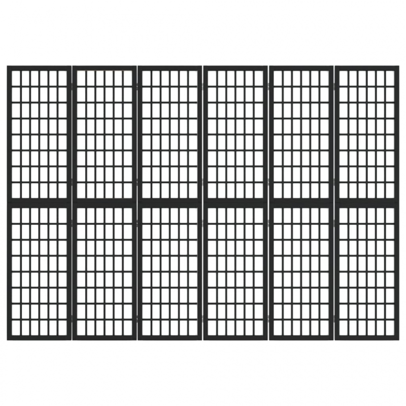 6-tlg. Paravent Japanischer Stil Faltbar 240x170 cm Schwarz
