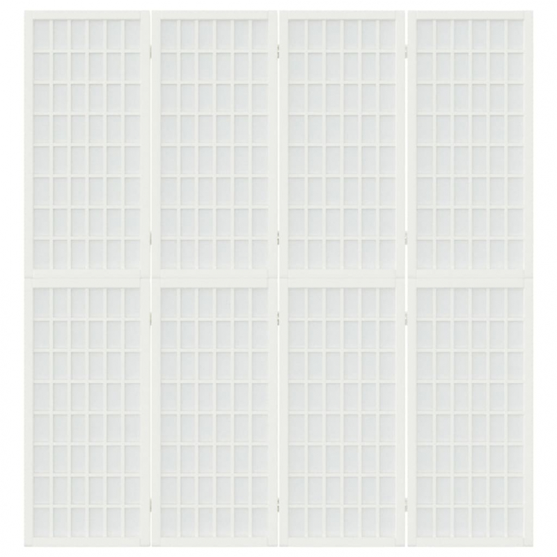 4-tlg. Paravent Japanischer Stil Faltbar 160x170 cm Weiß