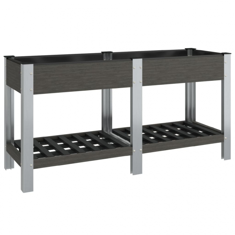 Garten-Hochbeet mit Ablage Grau 150x50x75 cm WPC