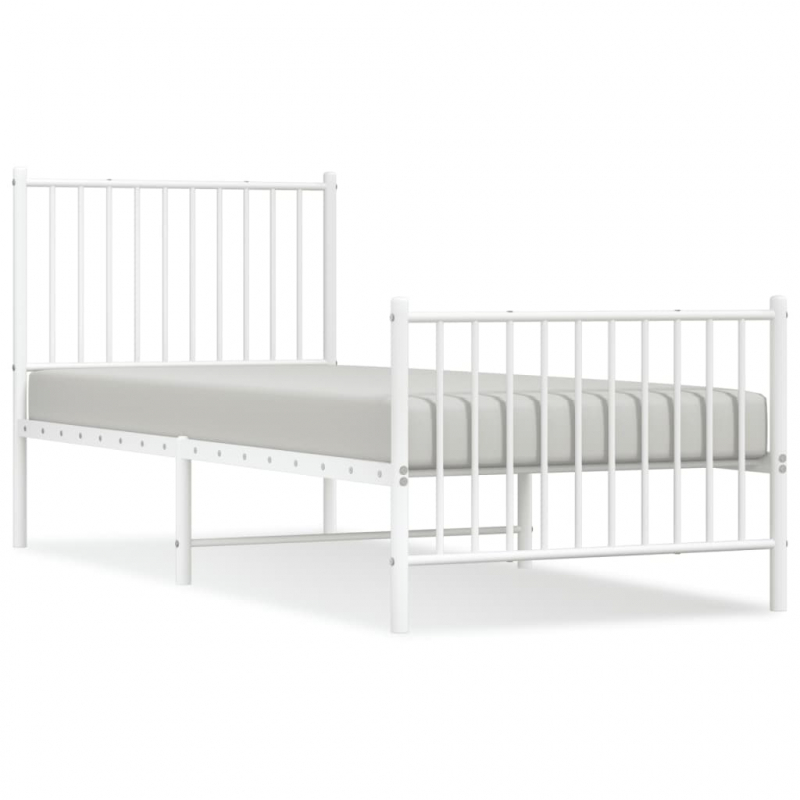 Bettgestell mit Kopf- und Fußteil Metall Weiß 80x200 cm
