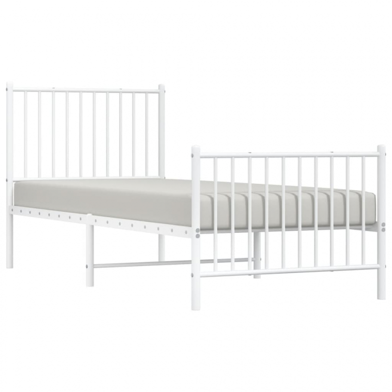 Bettgestell mit Kopf- und Fußteil Metall Weiß 80x200 cm