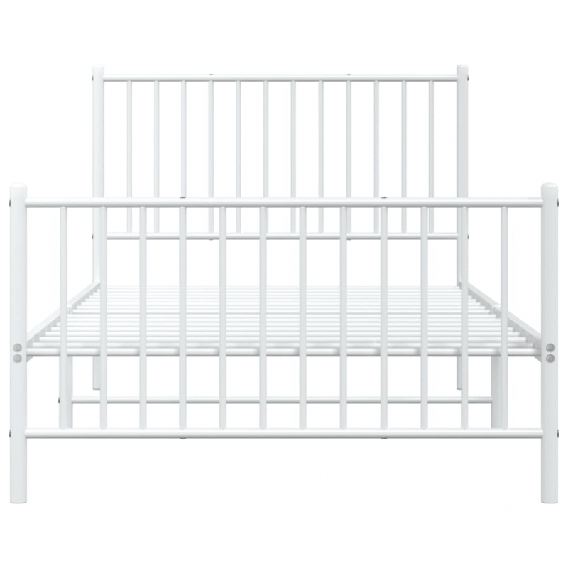 Bettgestell mit Kopf- und Fußteil Metall Weiß 100x200 cm